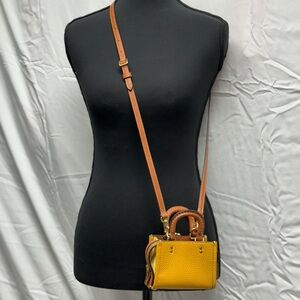 Coach Rogue 12 In Colorblock Regenerative Leather Yellow Crossbody Bag